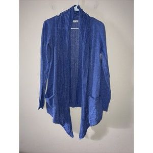 Fat Face Cardigan Blue Purple Lightweight Open Front Long Sleeve Cotton Size 4
